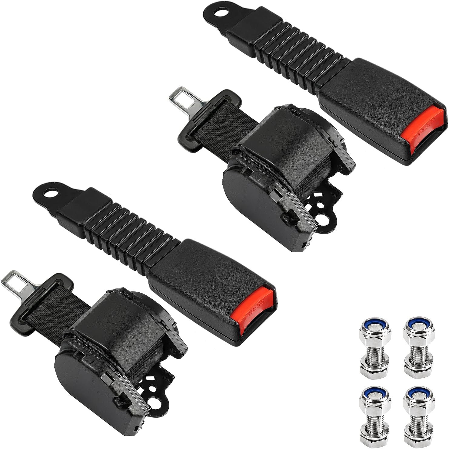 Universal Golf Cart Seatbelts Kit,Retractable Safety Belts for EZGO Club Car Yamaha, Multiple Lengths (40"/78") and Pack Sizes (2/4 Pack)