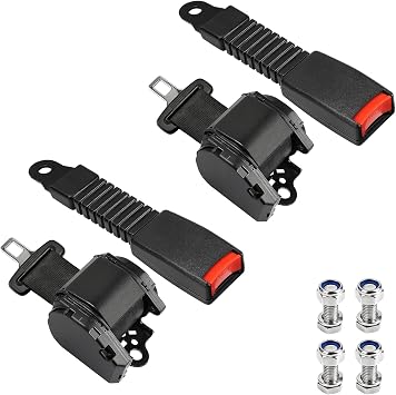 CLUBRALLY 78.7" Universal Golf Cart Seat Belts, Retractable Seat Belts Kit for Club Car, EZGO and Yamaha2 Set