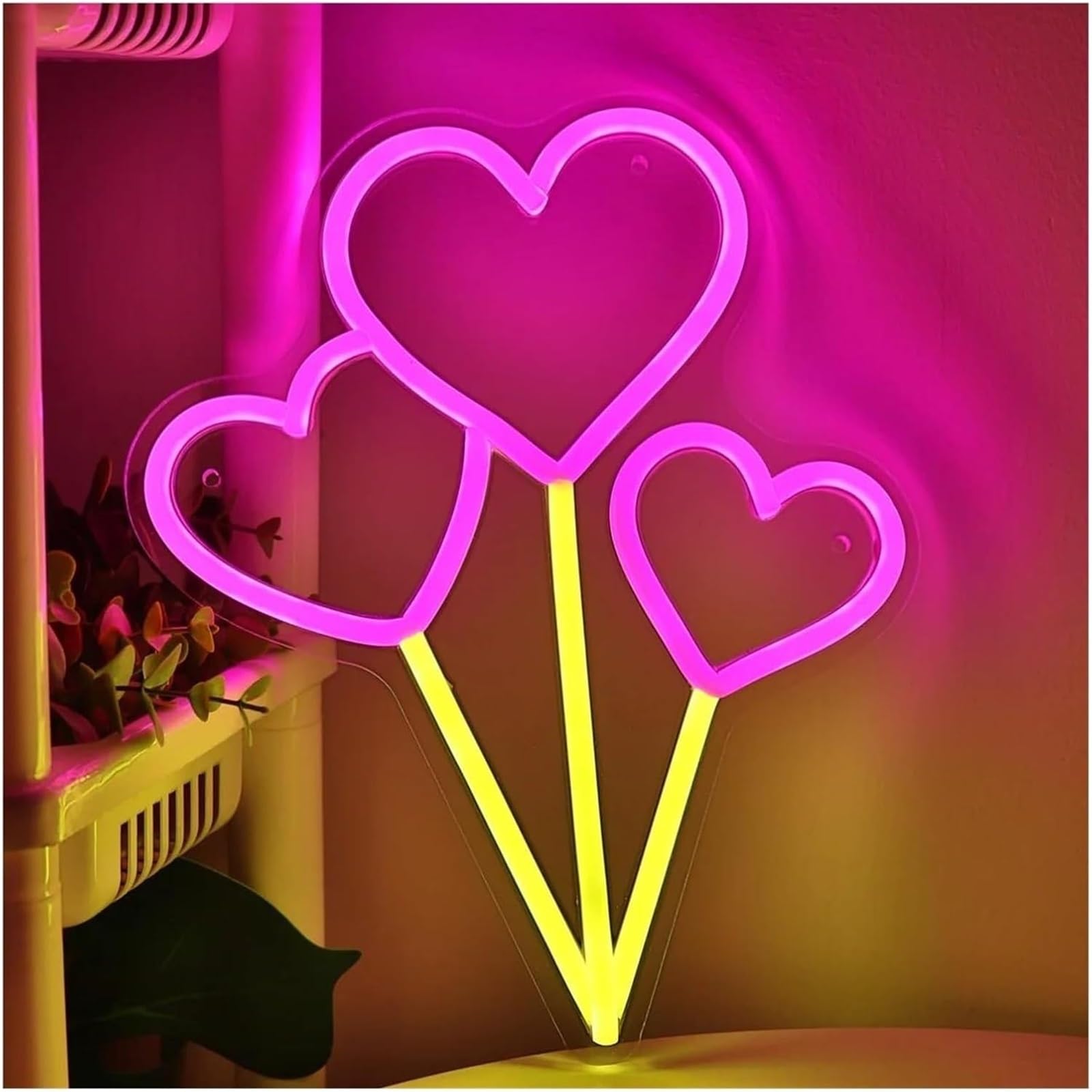 Znak świetlny neonowy do lampy neonowej Latający balon w kształcie serca do znaku do zasilanej ściemnialnej ściany do oświetlenia