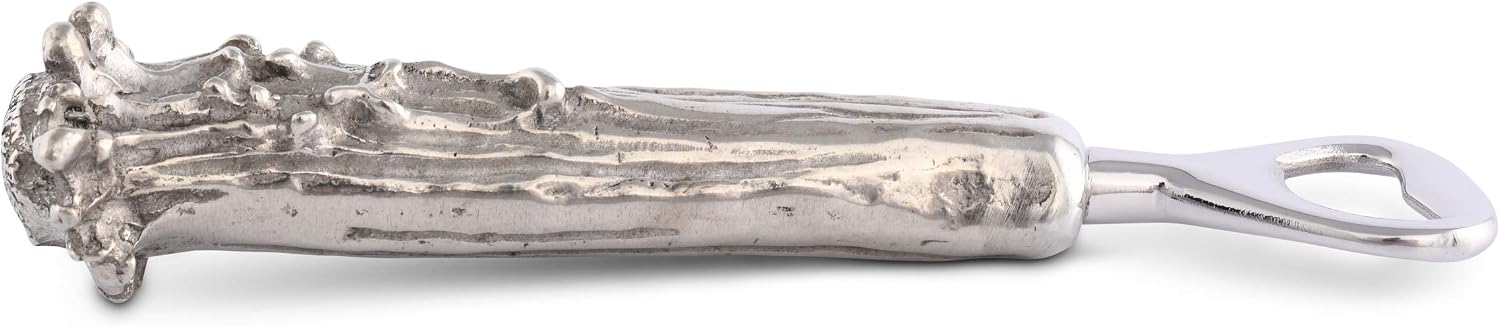 Vagabond House Pewter Metal Antler Bottle Beer Opener Lodge Barware 6.5 inch Long