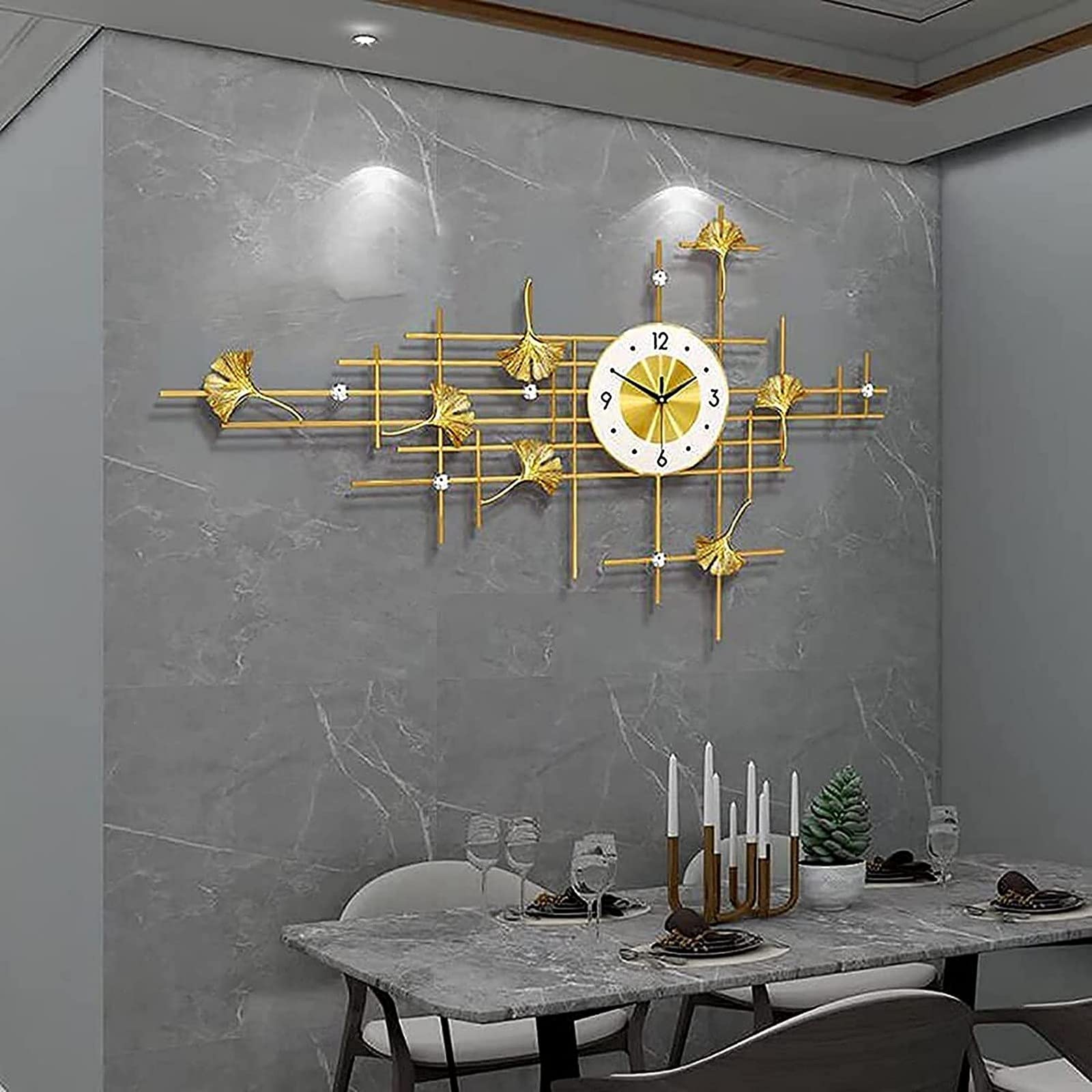 Grande horloge murale silencieuse 3D pour un salon design sans bruit de tic-tac