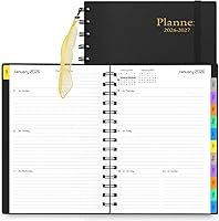 WINKOOY 2026-2027 Daily Planner: 18-Month Weekly Monthly A5 Agenda, 100GSM Thick Paper, Laminated Tabs, Flexible Black Cover