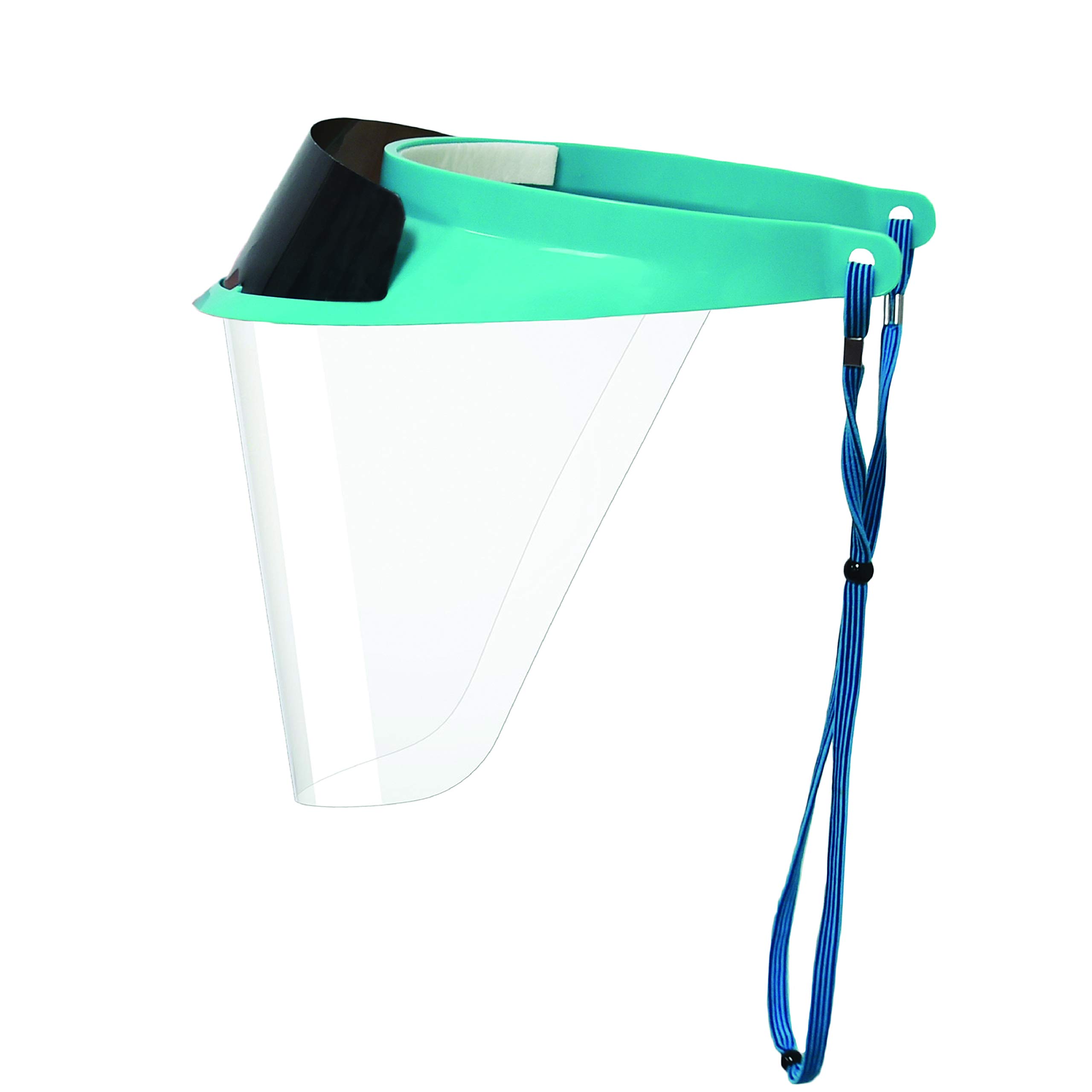 iVisor Plus Reusable Face Shield Kit, Full Face Protective Shield with Anti-Fog Coating and Cinch Cord, Adjustable to Comfortably Fit All Head Sizes, Teal