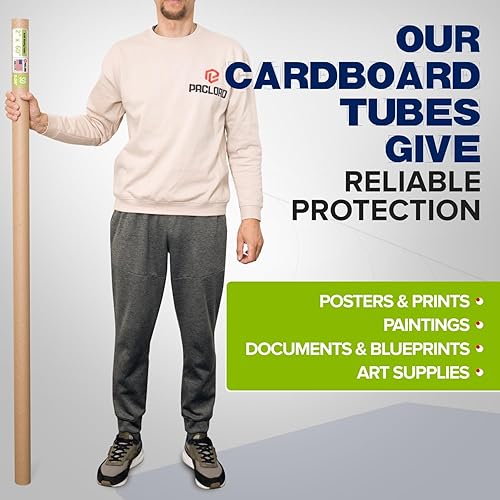 Miniatura 14 de Tubo de correo de papel kraft reforzado de 2 x 36 pulgadas, paquete de 1 tubo con 2 tapas, tubo seguro aprobado por USPS para pósteres, tubo
