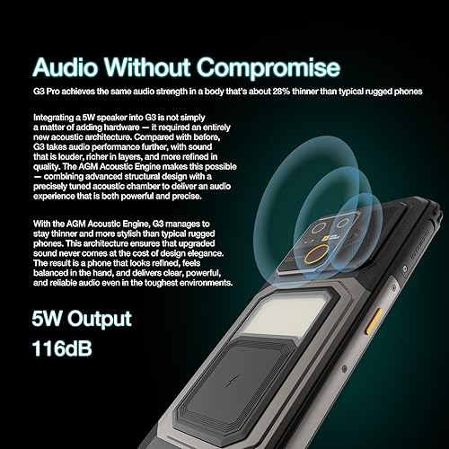 Miniatura 5 de AGM Teléfono inteligente Android resistente G3, 5G desbloqueado, pantalla de fluidos de 6.72 pulgadas FHD+120Hz, MTK 7300, cámara AI de 64 MP, carga
