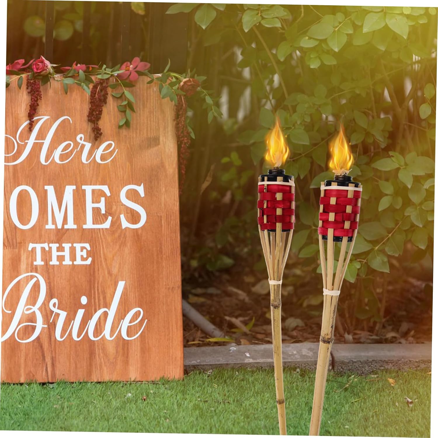 PRETYZOOM 2pcs Bamboo Outdoor Woven Small Lights for Garden Pathway Decor No Wiring Needed