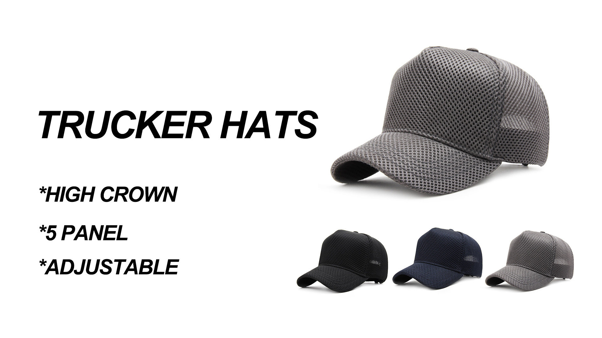 5 Panels High Crown Trucker Hats Mens Outdoor Breathable Full Mesh