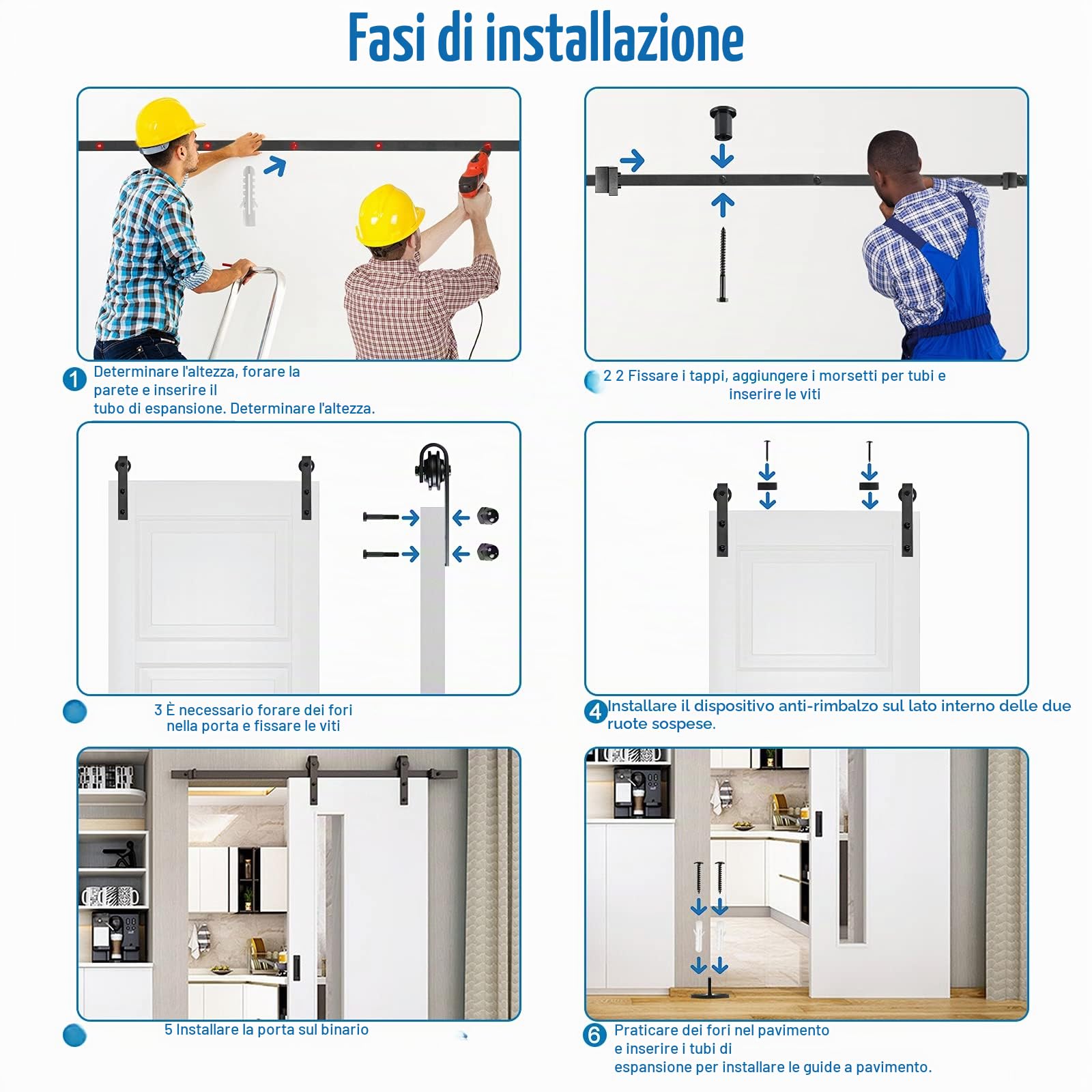 Froadp 366cm Binario per Porta Scorrevole Kit Scorrevoli Sospesi in Acciaio al Carbonio Carico fino a 130KG per Porta da Fienile in Metallo e Legno