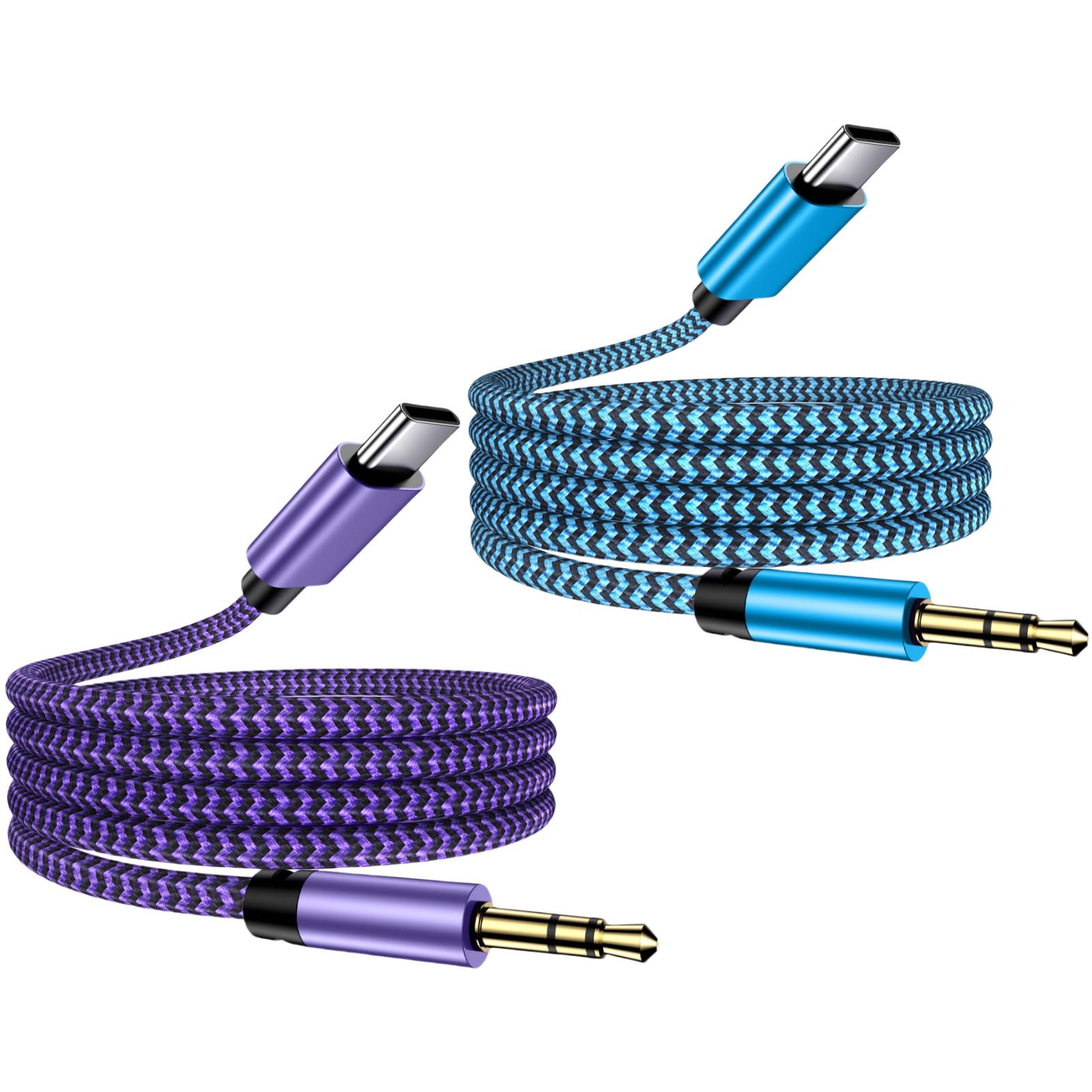 USB C イヤホン変換 USB-C to 3.5MM 変換 オーディオケーブル AUX ケーブル オーディオ変換 再生 iPad Pro 2021 Air 4/S21/Ultra S20 /Note20/Tab S7/Pixel 5/4/MacBook Pro 14インチ/2021（M1 Pro）/16インチ 2021（M1 Max） 等に対応 ナイロン編み DAC搭載