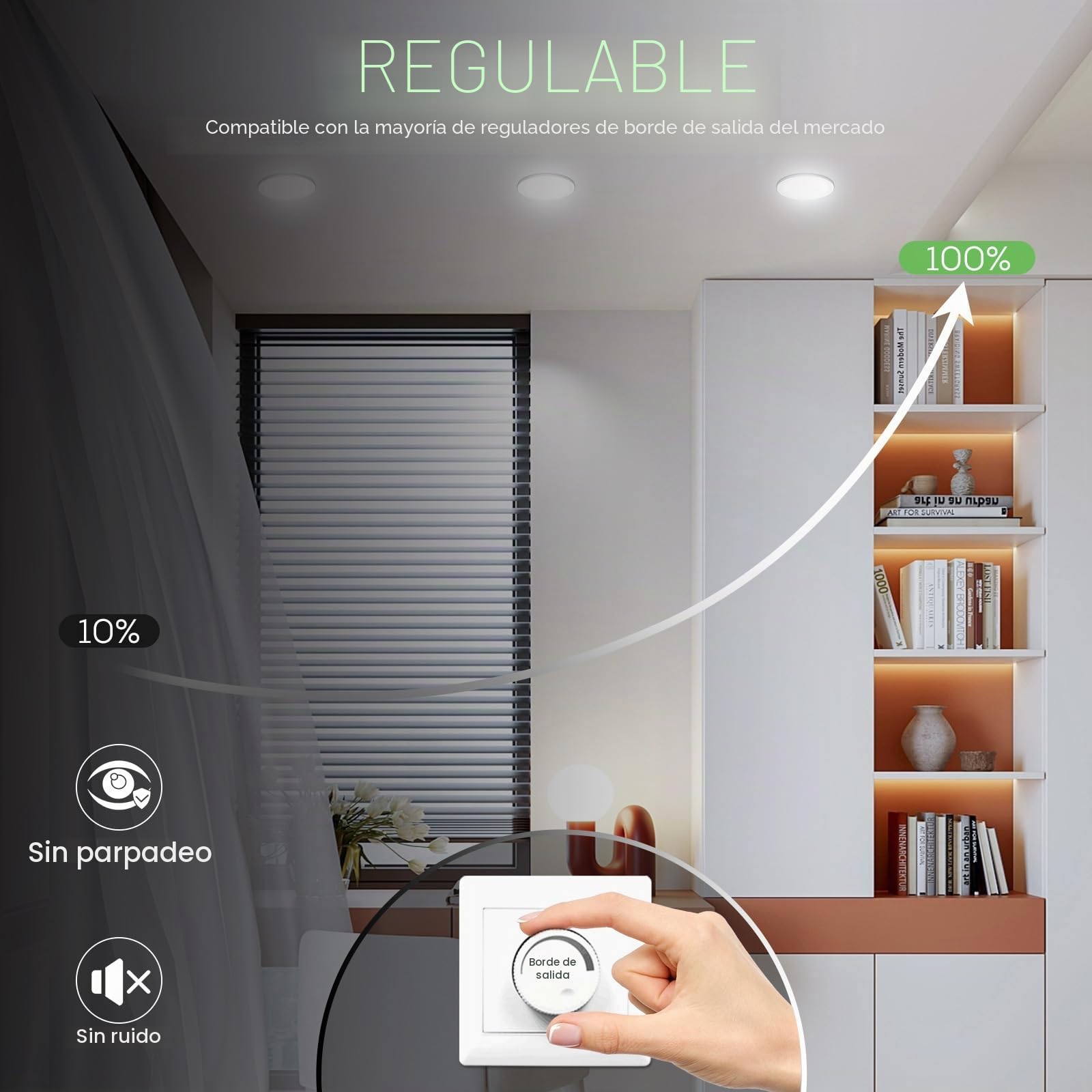 ALUSSO Downlight LED Techo Empotrable Regulable, 8W 850LM IP44 Focos LED Interior Techo Empotrado 3000K 4000K 6500K Ajustable, Corte 75-85mm, 6 Pack