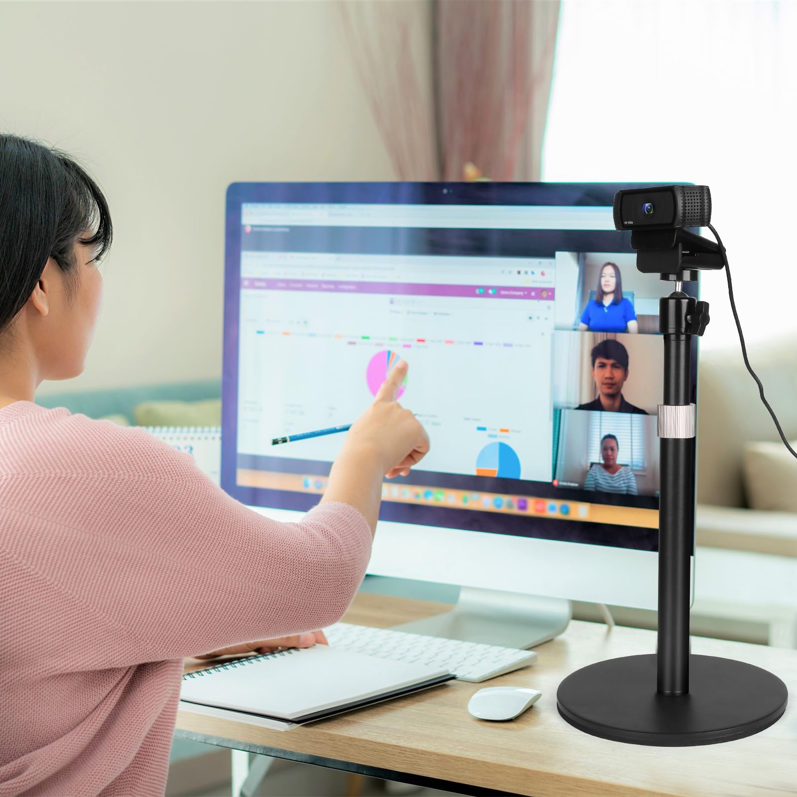 Mippko Soporte para cámara web para escritorio, rosca de 1/10.2 cm-20, compatible con Logitech Webcam C920 / C920S / C920x / C922 / C922x / C925e / C930 / C930e / C615 / C960, cámara réflex