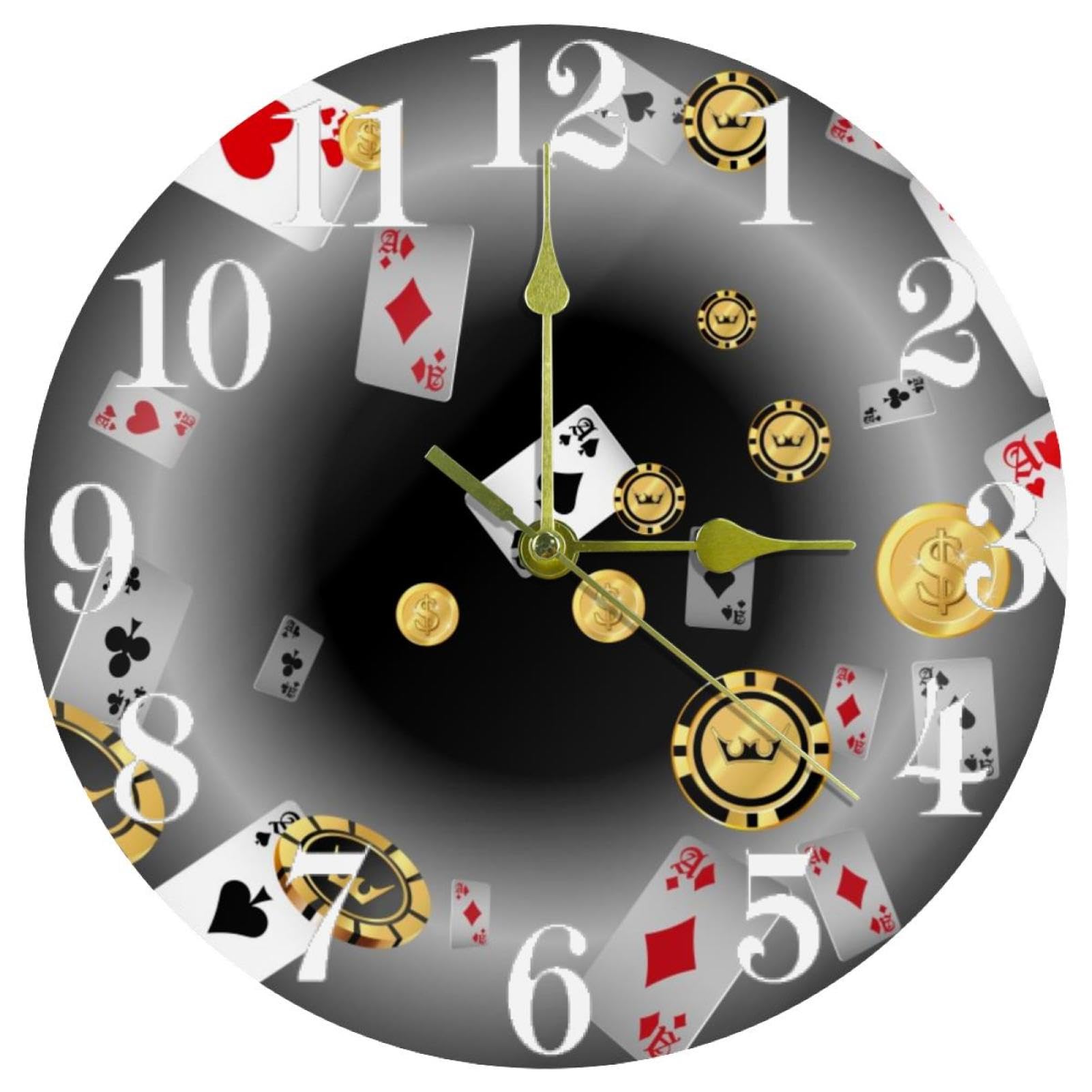 Horloge murale silencieuse poker pour éliminer le bruit des aiguilles au bureau