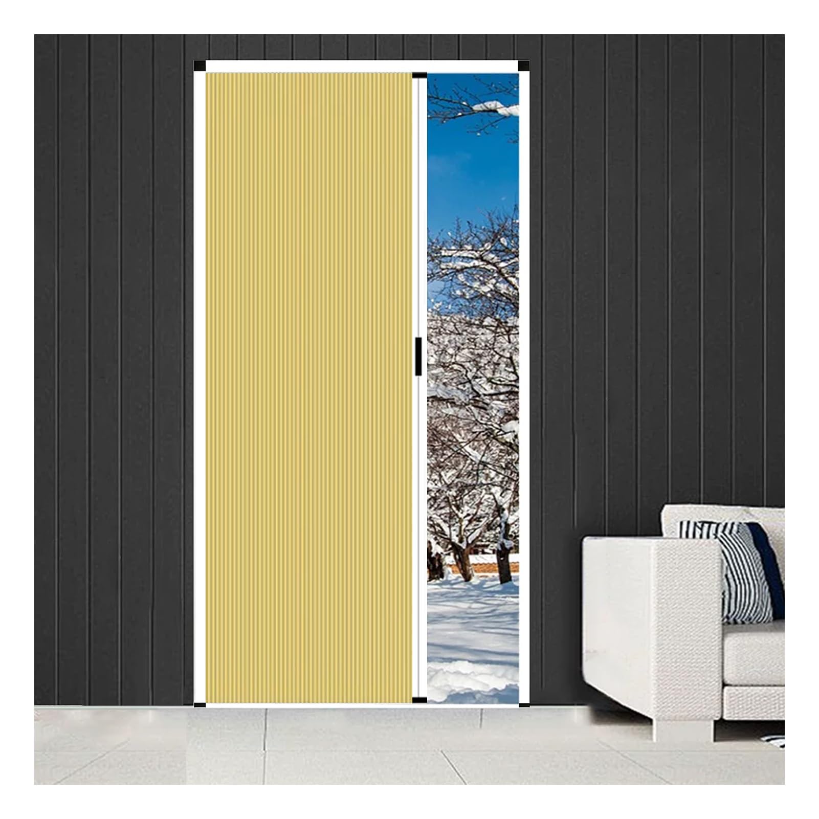 Renter Friendly No Drill Accordion Door, Tool-Free Honeycomb Fabric Room Divider for Rental Apartment Closet & Small Pantry(Yellow,80x220CM)