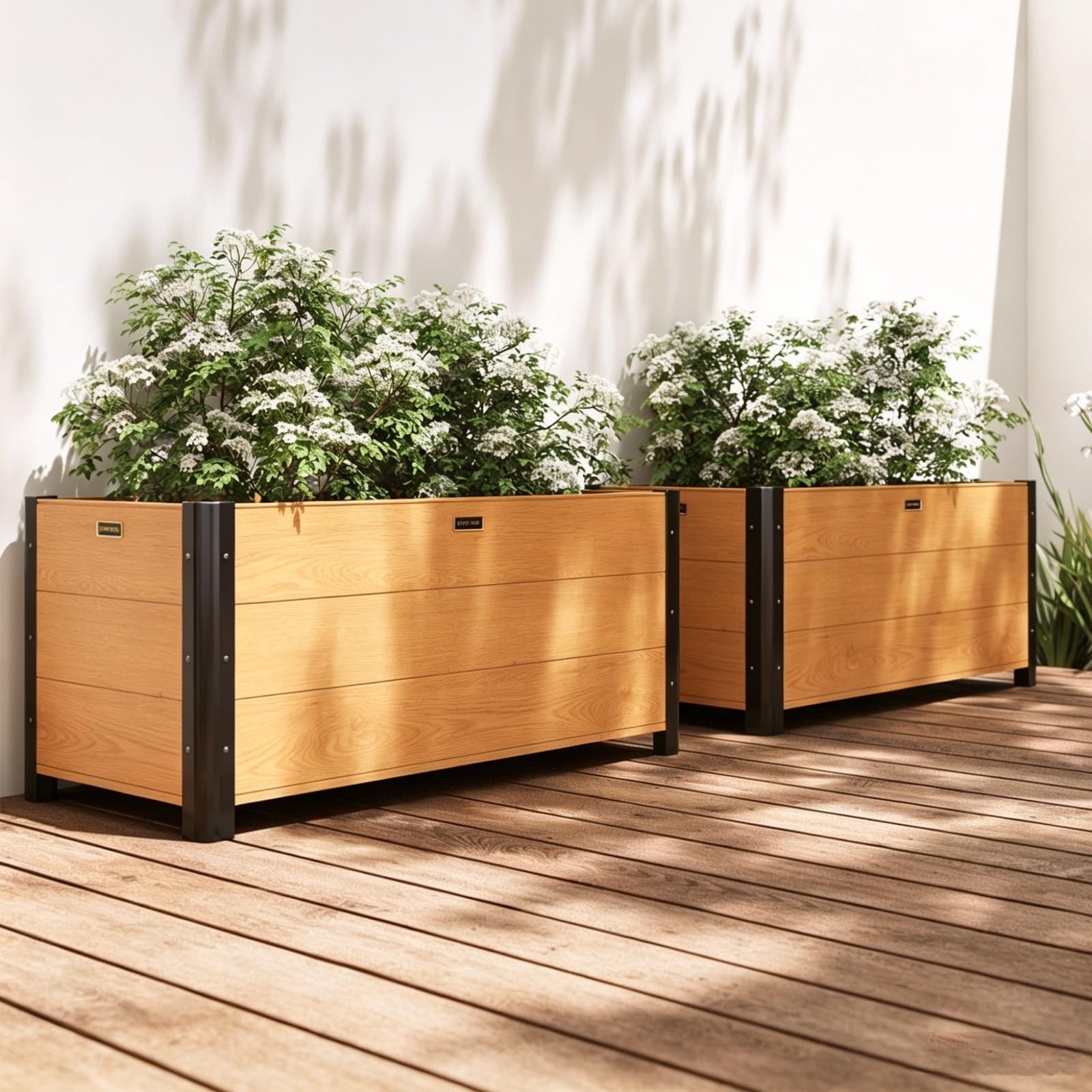 Grande Jardinière Surélevée, Lit De Jardin À Grain De Bois en Aluminium Épaissi, Base De Drainage Respirante for Arbres Et Plantes(L80xW30xH28xD25CM)
