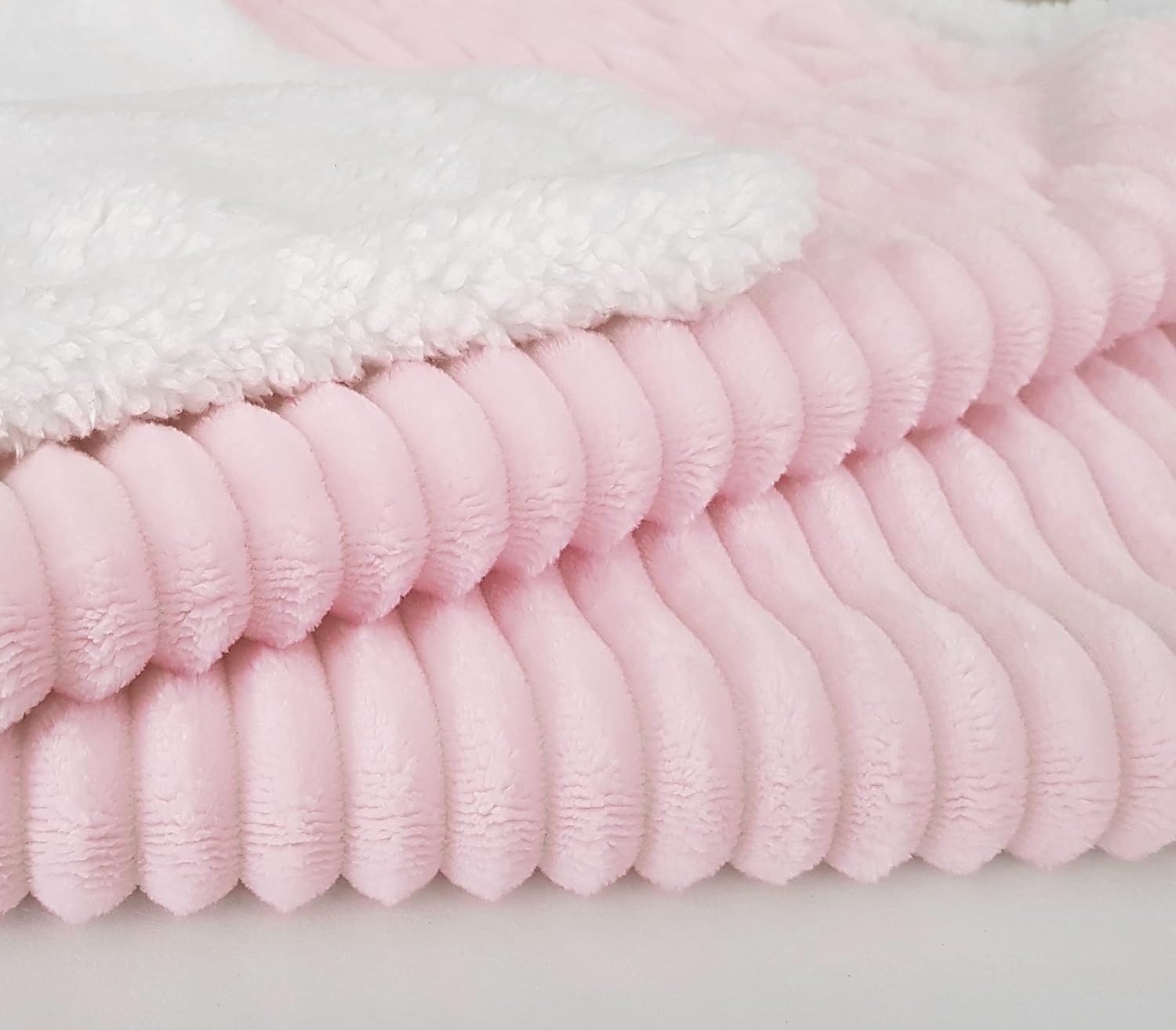 eYone Baby Blanket 80×110 cm - Soft Fleece & Sherpa - Pram, Cot & Stroller - Baby Girl Gift Blanket - Pink - Image 4