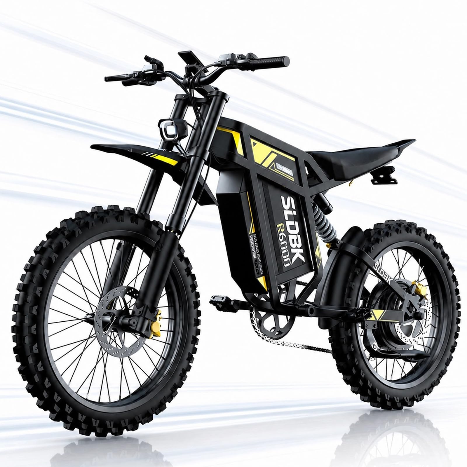R6000 Vélo électrique Tout-Terrain Adulte, Batterie Amovible 60V 30Ah, Autonomie jusqu'à 75 Miles, Pneus 17", Suspension complète, Freins hydrauliques, Écran LCD, NFC, Shimano 7 Vitesses