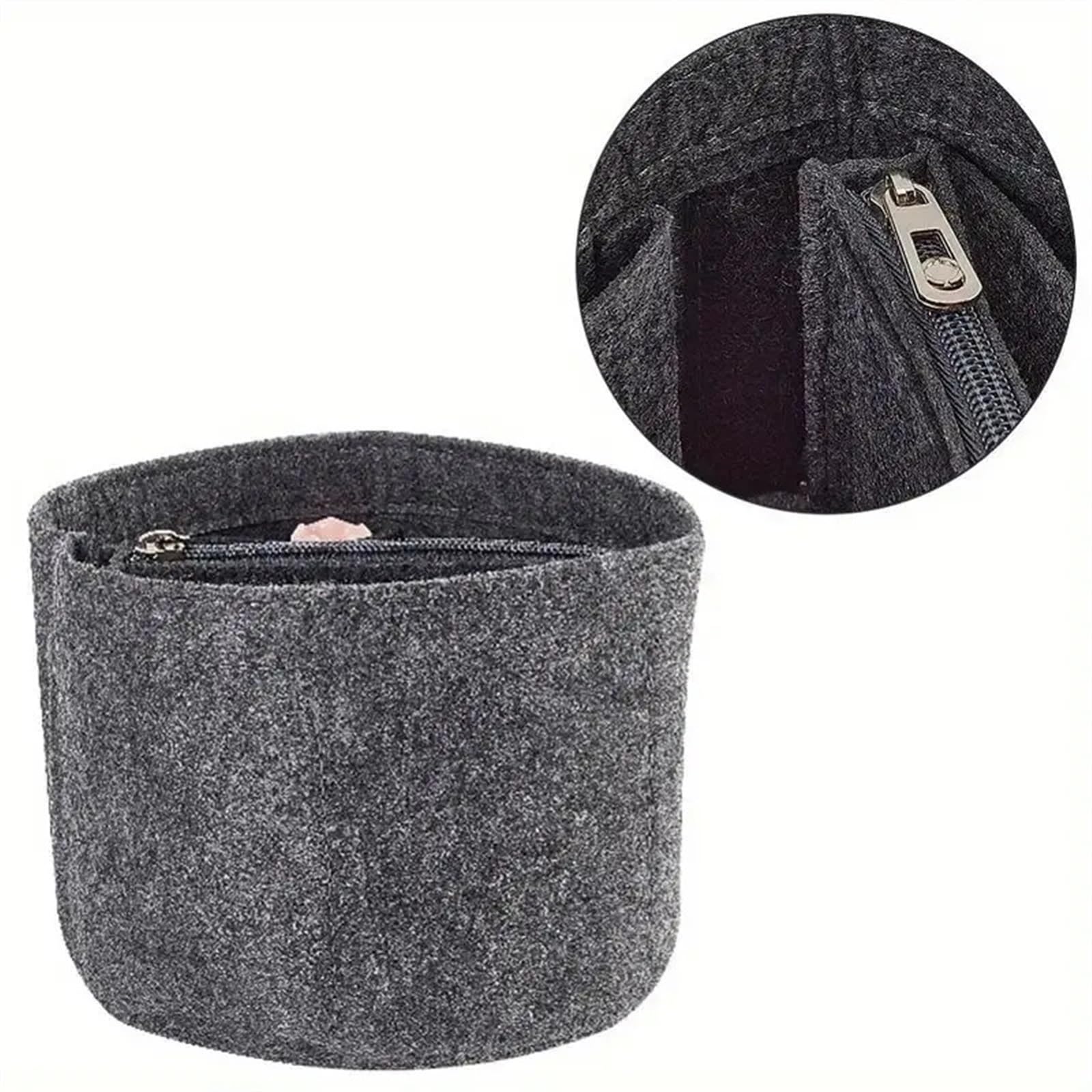 Organizador de bolso tela fieltro, bolsa inserción, organizador portátil, cilíndrica multifuncional, accesorios, 2 uds para Bolso con Cremallera(Gray)