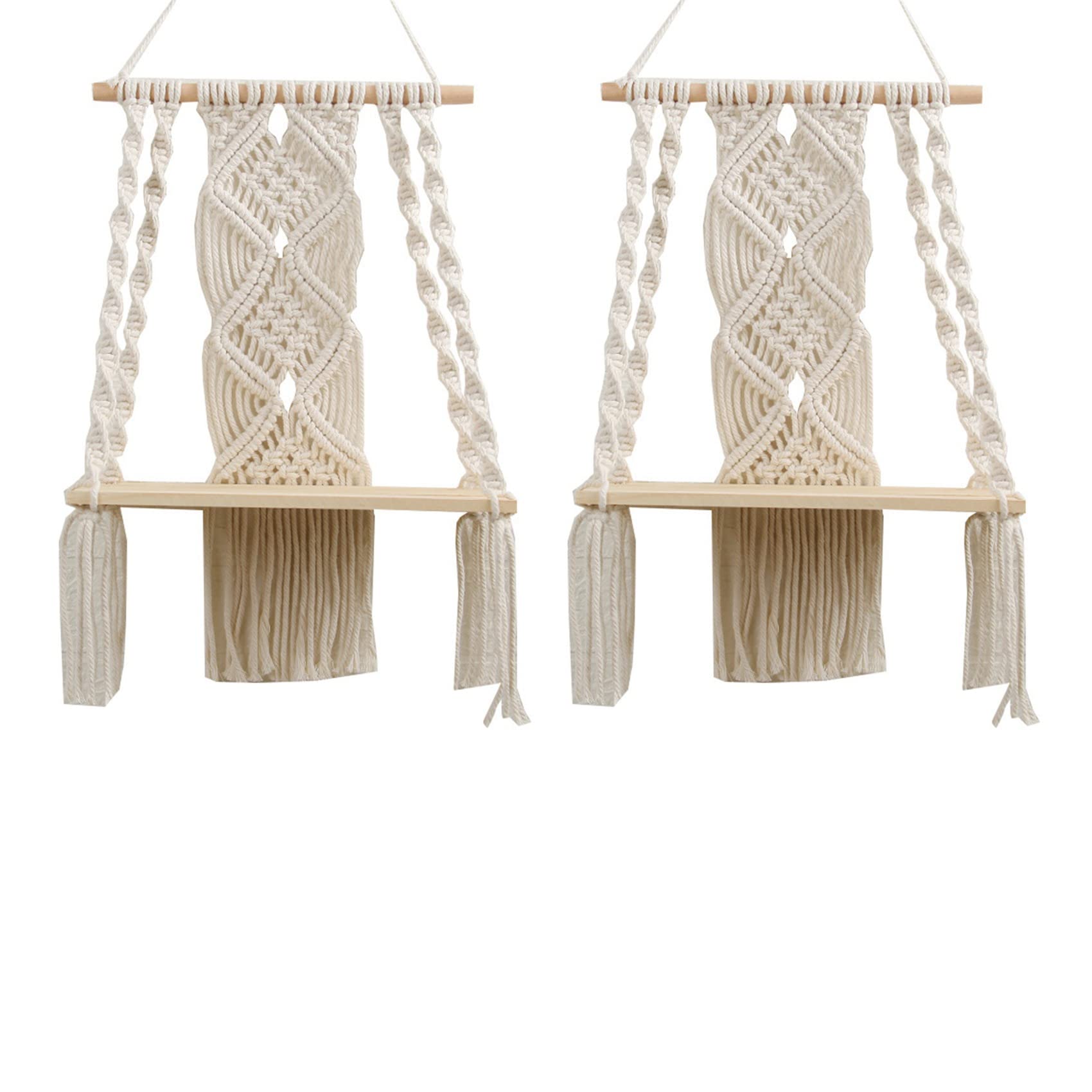 Étagère murale macramé bois flottant pour sublimer un mur vide avec du rangement boho