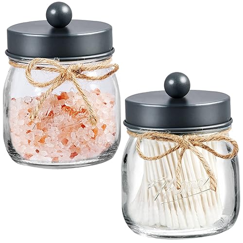 SheeChung 2 Pack Qtip Holder, Bathroom Jars, Cotton Swab Holders,