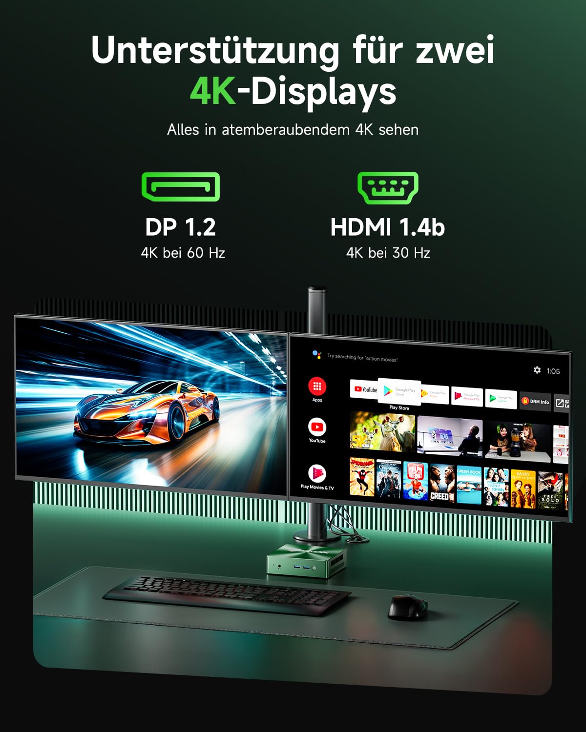 BMAX B6 Turbo Mini PC Intel Core i5-8257U(3.9GHz, Besser als R2544/3150U), 16GB DDR4 512GB M.2 SSD Micro Desktop Computer, 4K Dual Display HDMI+DP, Win11 Pro, Wi-Fi 6/BT/LAN, für Home Office Heimkino