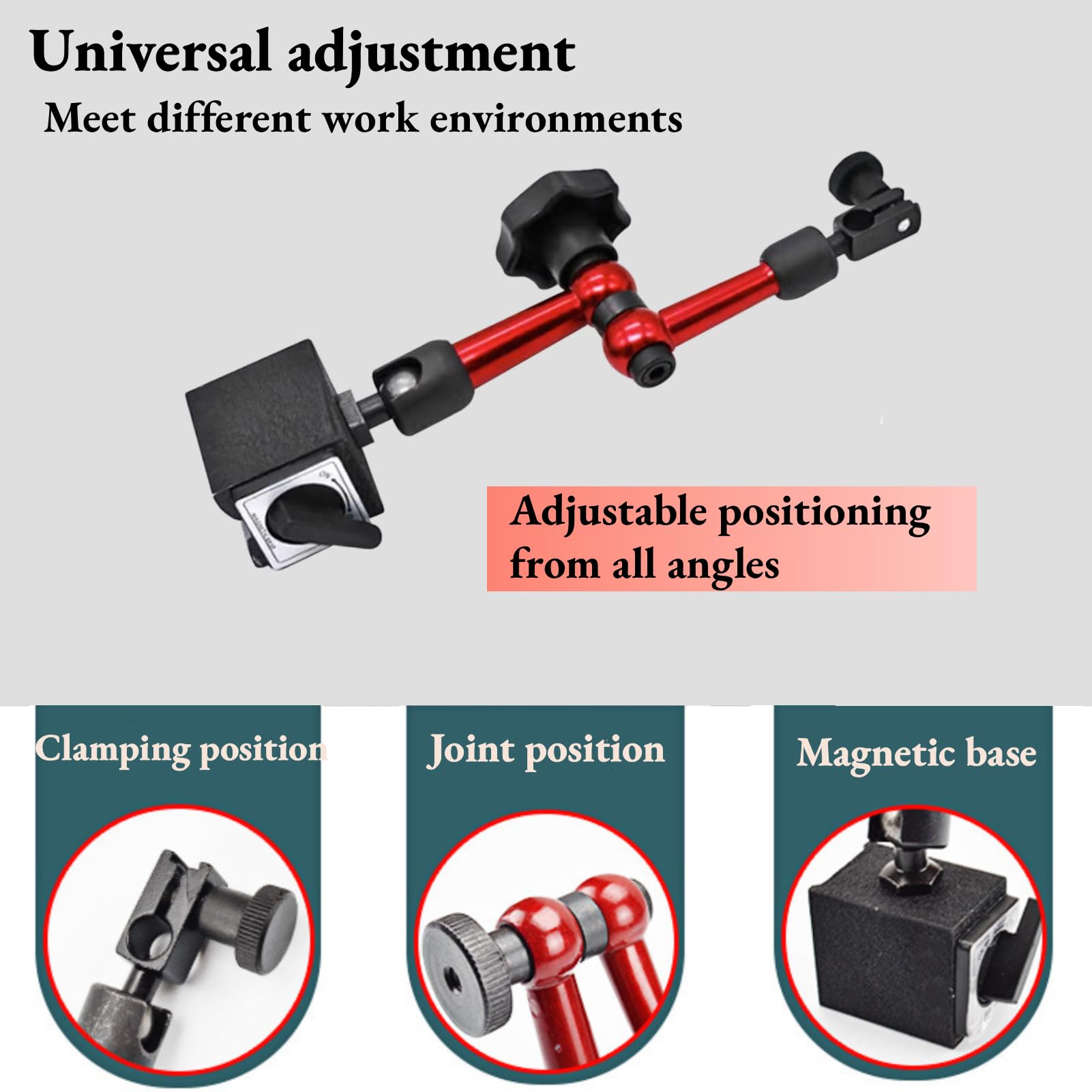 Indicatore a Quadrante con Indicatore di Test a Quadrante Magnetico con Base Magnetica, Supporto per Indicatore Noga Base del Calibro Supporto per Supporto Flessibile Leva