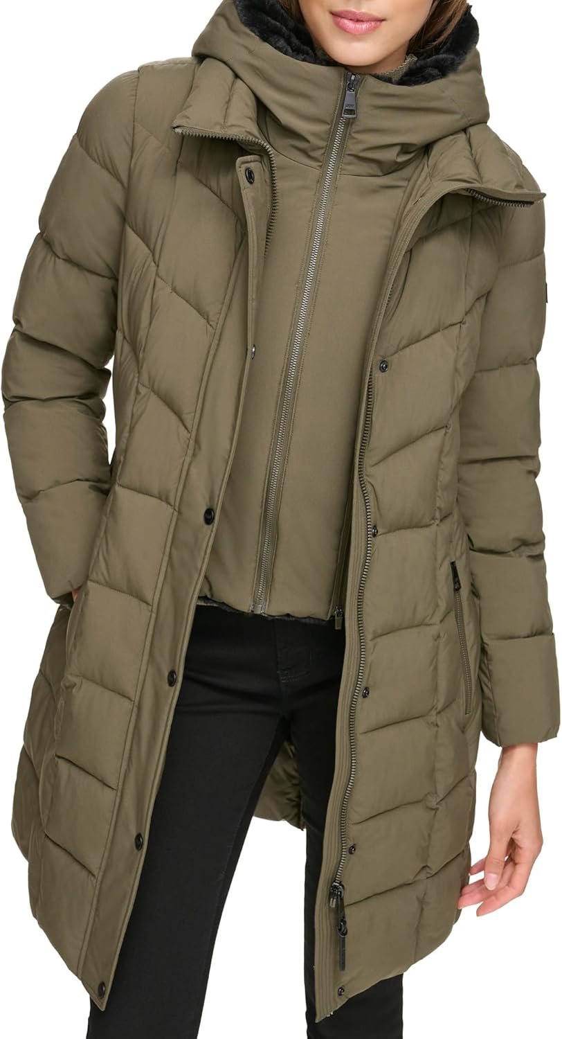 DKNY Womens Bib-front Long Puffer - Image 2