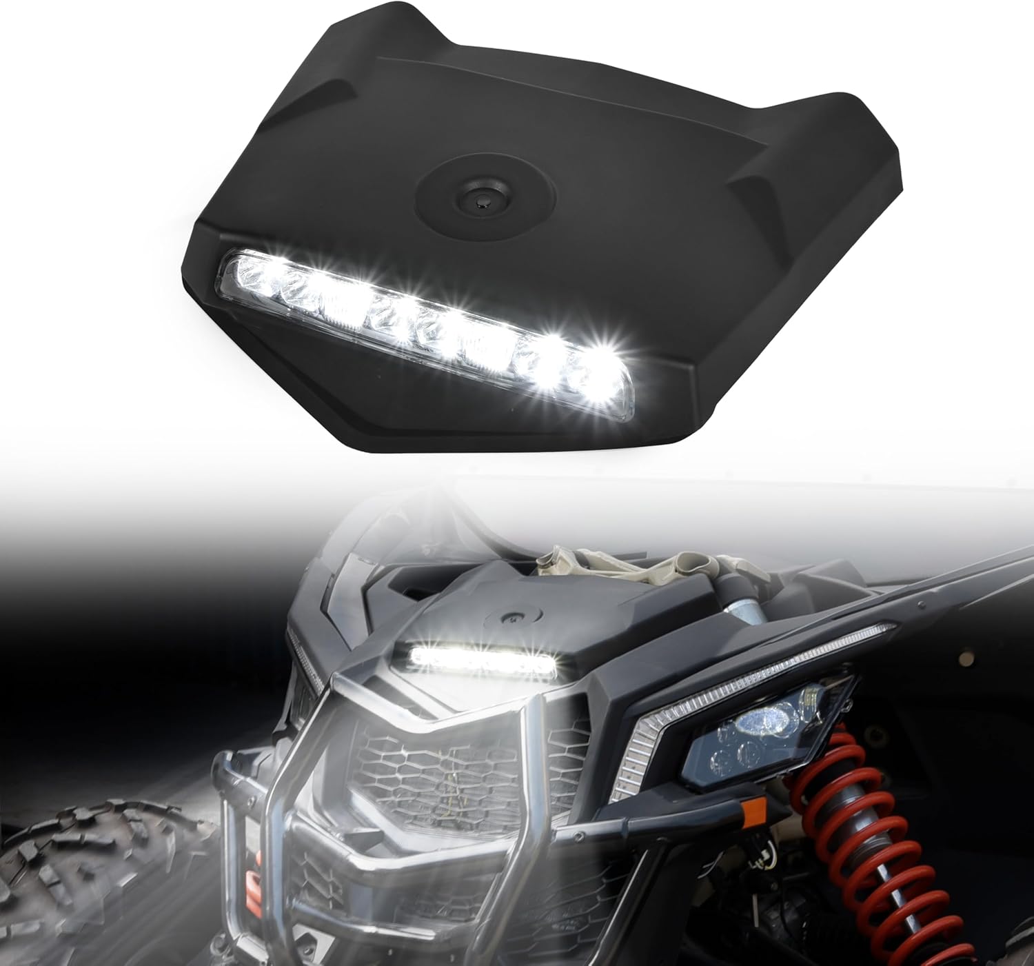 Sport Hood Scoop with LED Lights for Can-Am Maverick X3 XDS XRS MAX Turbo RR 2017-2025 Accessories, Black Sport Hood with Accent Auxiliary Driving Spotlight