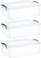 Vista 55 de Superio Cajas de almacenamiento transparentes con tapas, contenedores de plástico de 1.27 cuartos de galón para organizar, cajas apilables, sin BPA