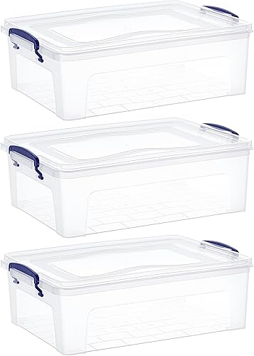 Miniatura 1 de Superio Cajas de almacenamiento transparentes con tapas, contenedores de plástico para organizar, cajas apilables, contenedores organizadores de