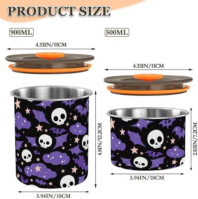 Almacenador de Alimentos Acero Inoxidable 17oz Calabaza Nube Murciélago miniatura 3
