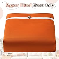 Vista 7 de SiinvdaBZX Sábana bajera ajustable con cremallera solo para cama individual, protector de colchón de microfibra ultrasuave con cremallera, funda