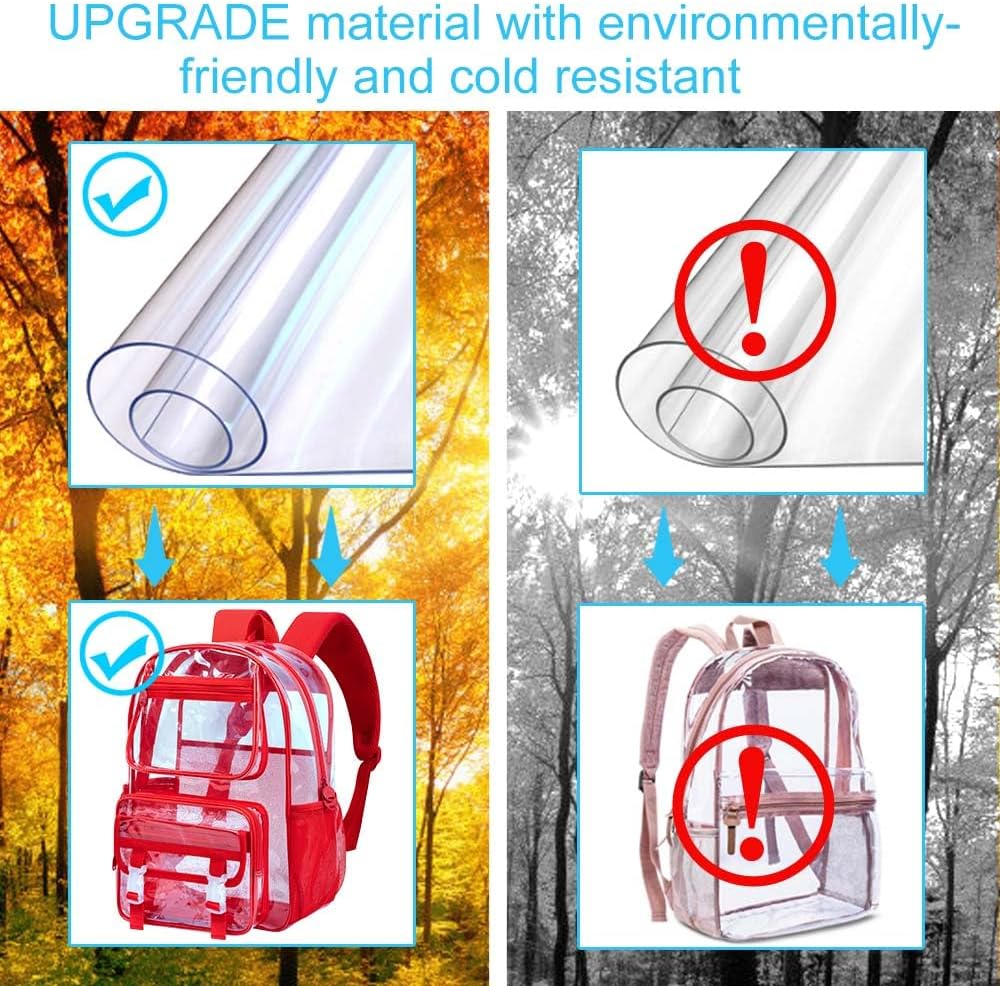 KLFVB Clear Backpack, Heavy Duty Transparent Bookbag, See Through Sequin Backpacks - Image 7