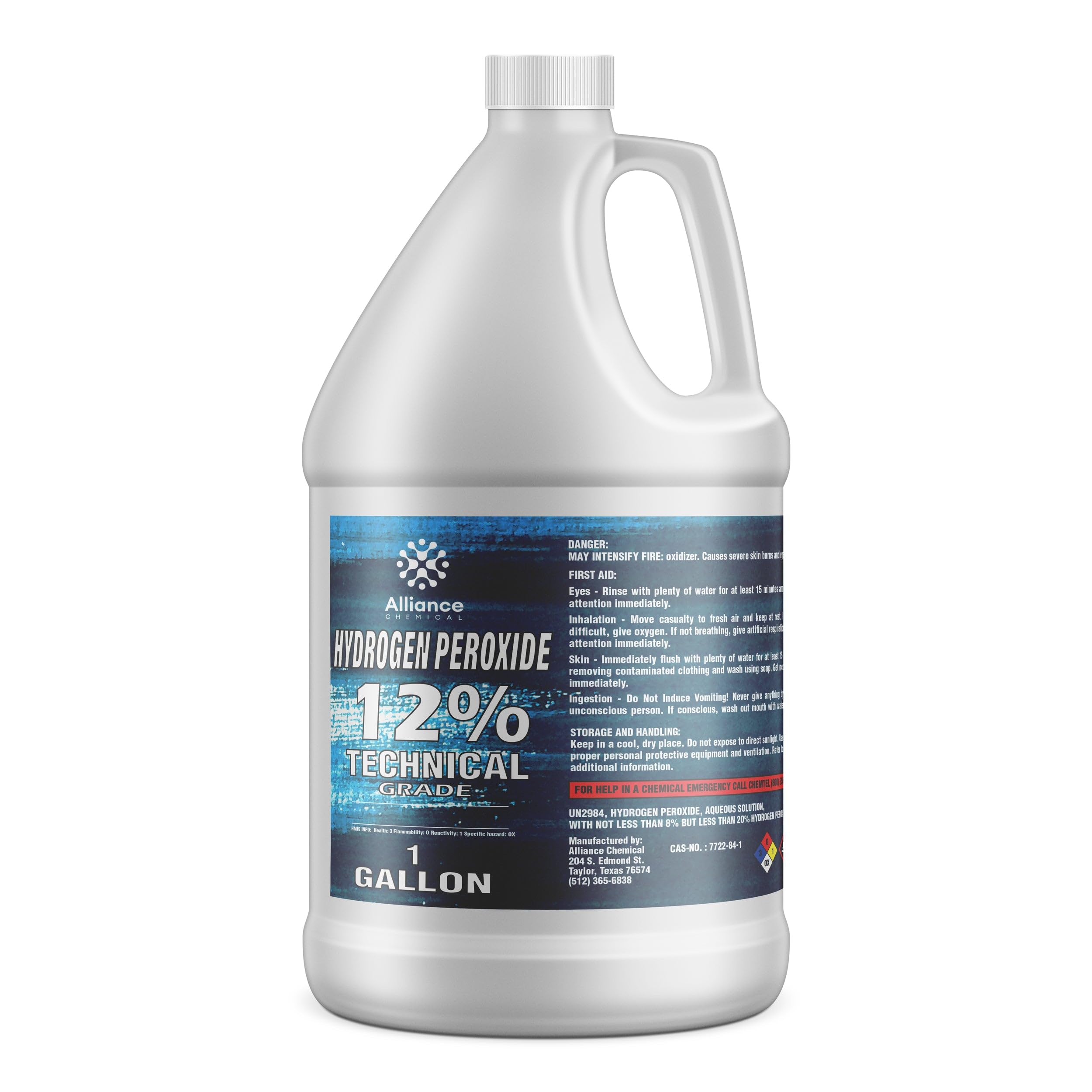 Hydrogen Peroxide 12% Technical Grade - 1 Gallon – for Industrial Cleaning, Oxidation, Bleaching, and Chemical Processing