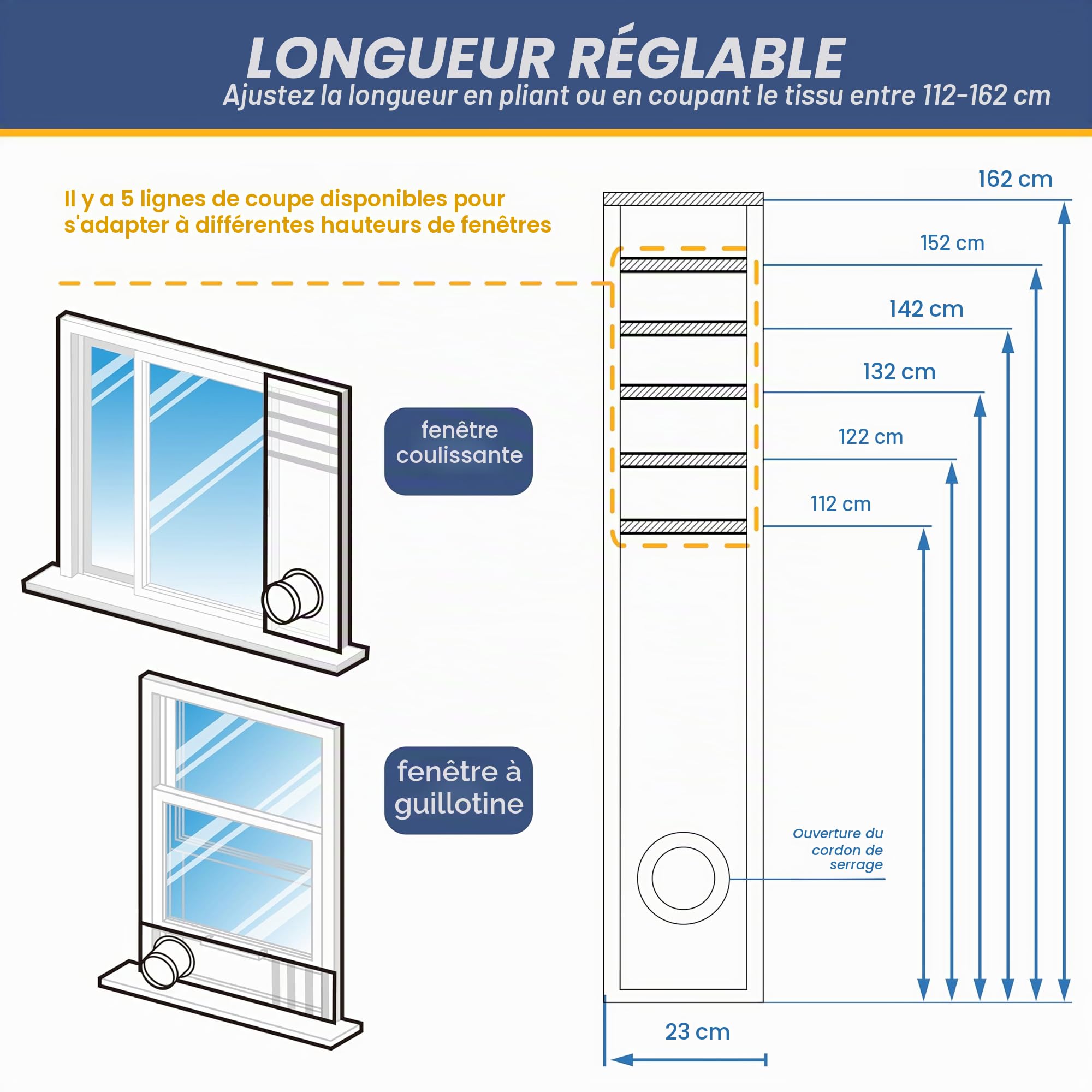 Loviga Kit d'étanchéité pour fenêtre de climatisation portable, effet d'étanchéité 100 % pour AC et sèche-linge, réglable 23 x 162 cm, imperméable et facile à installer
