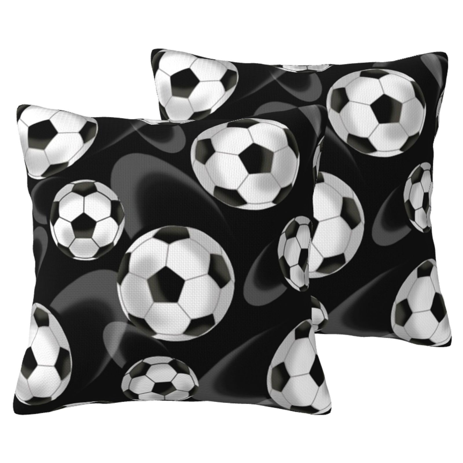 Housse de coussin football en simili lin noir lot de 2 pour canapé