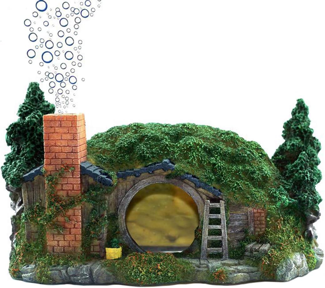 XiR Aquarium Decorations Air Bubbler Ornament for Betta Fish Tank Hiding Cave Castle Large 10.3"x6.7"x5.9"