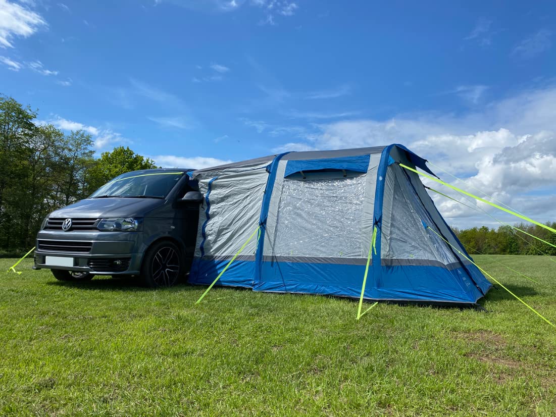 OLPRO Outdoor Leisure Products Loopo Breeze Blue & Grey Inflatable Campervan Awning 3.1m x 3.9m with Canopy Poles