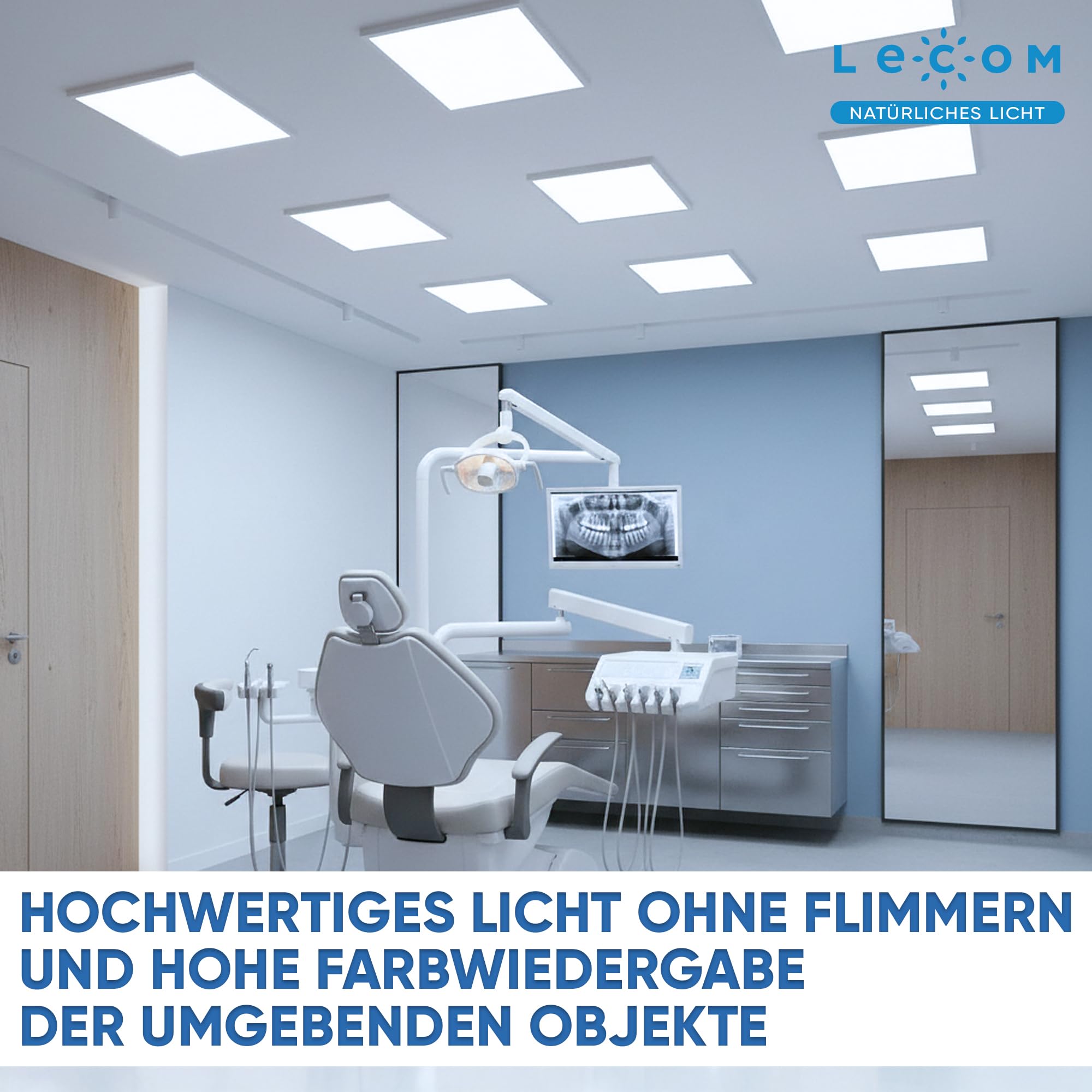LECOM LED Panel 62x62 cm Kaltweiß 6500K 4000lm Aufputz mit Aufbaurahmen
