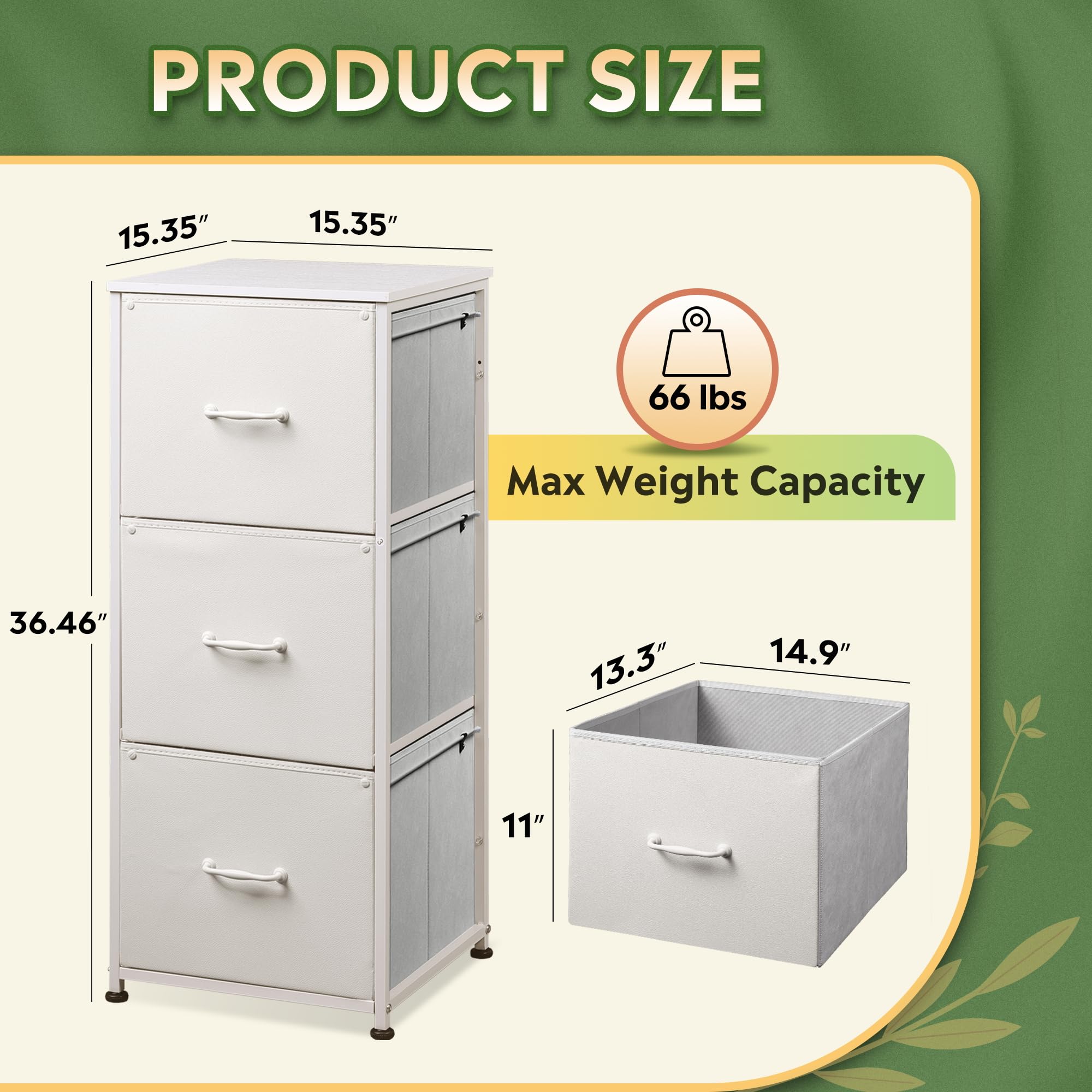 3 Drawer File Fabric Storage For Home