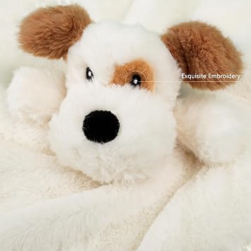 2 Pack Baby Bear+Dog Security Blanket Soft Minky Baby Lovey Animal Plush Blanket Unisex Lovie Gift for Toddler, Boys and Girls, 14 Inch
