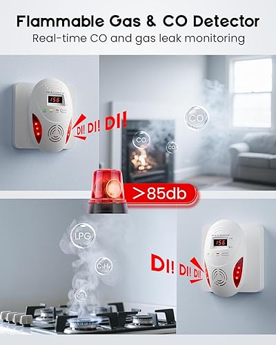 Miniatura 3 de Detectores de monóxido de carbono y detector de gas natural, detectores de monóxido de carbono enchufables, detector de fugas de gas de doble alarma