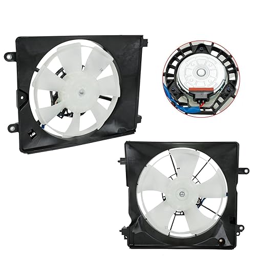 Miniatura 9 de 1 par de ventilador de radiador de refrigeración de CA lado izquierdo y derecho 7+5 aspas compatible con Honda Civic 2012-2015, A-cura ILX 2013-2017