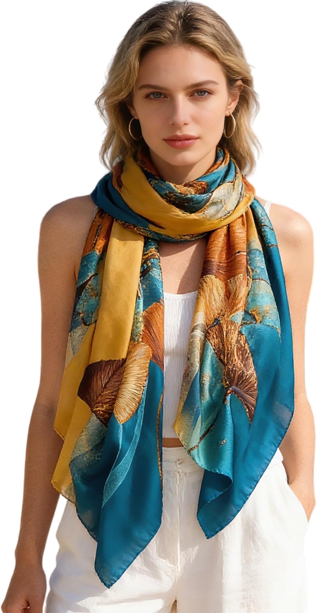 Fashion Scarves Scarf 100% Silk Feeling Scarf Silk Like Scarves Long Lightweight Sunscreen Shawls for Women
