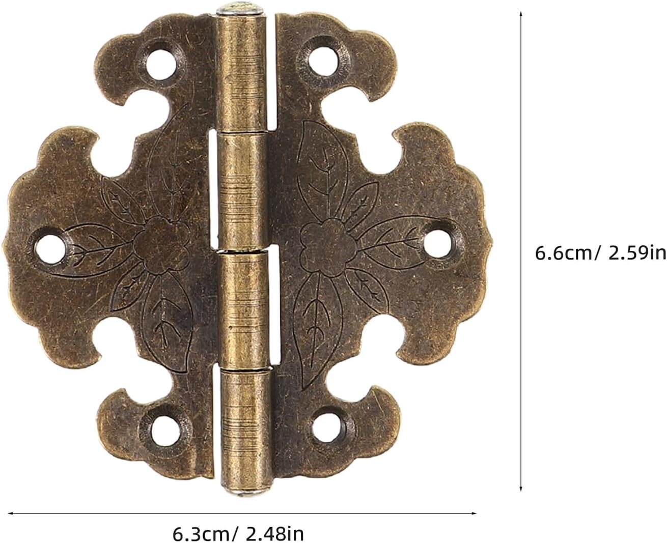 Generic 20pcs Vintage Bronze Antique Cabinet Hinges Retro Decorative Mini Hinges for Wooden Boxes Furniture Jewelry Chest Hardware