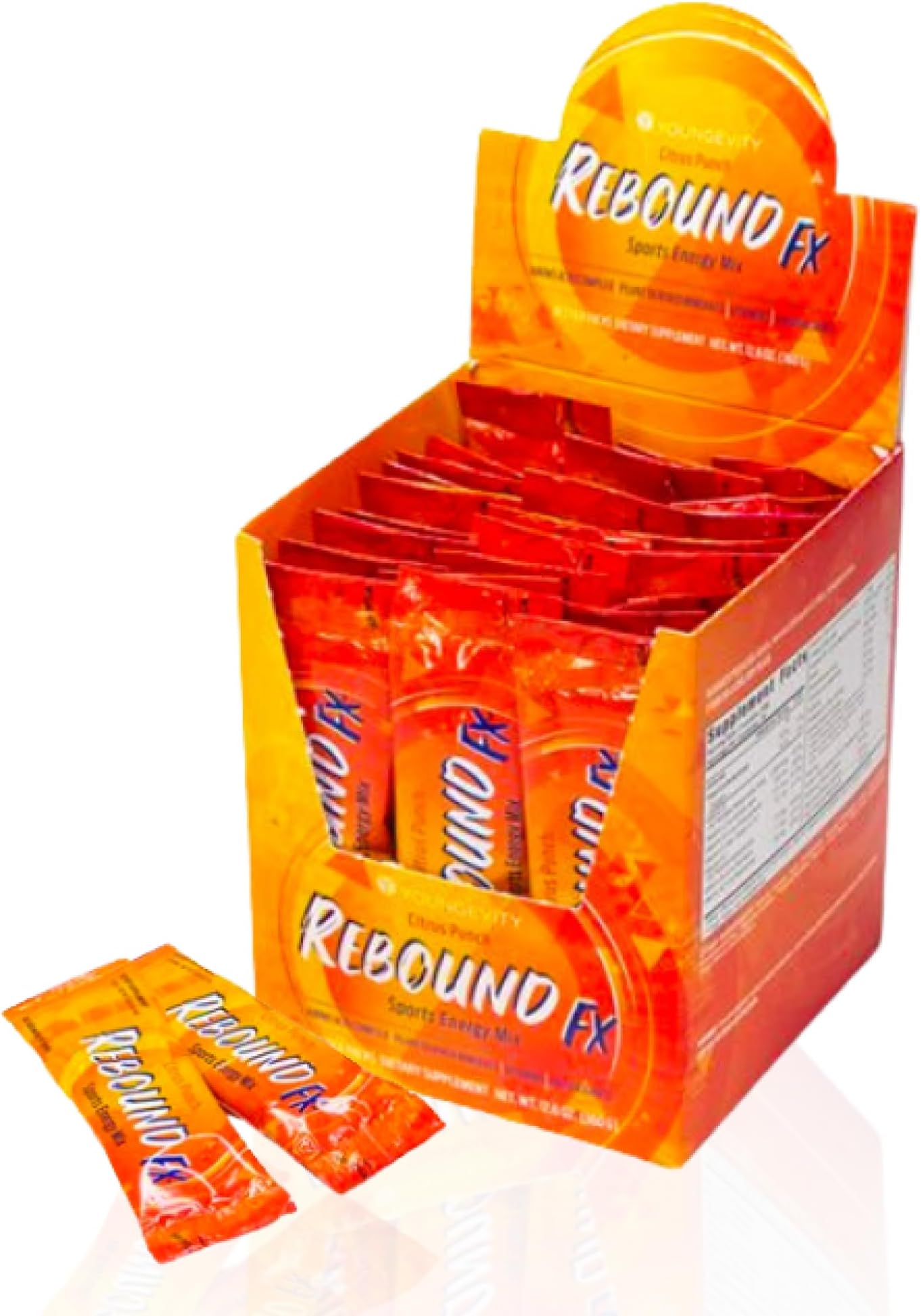 Youngevity Rebound FXโข Citrus Punch On-The-Go Stick Packs โ 30 Count Box โ Sports Energy Drink with Vitamins, Amino Acids, and Electrolytes โ Natural Caffeine โ Supports Hydration and Recovery