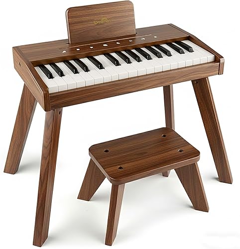 Dreamon Teclado de piano digital para niños, juguete de instrumento educativo musical, piano de madera para niñas y niños a partir de 3 años,