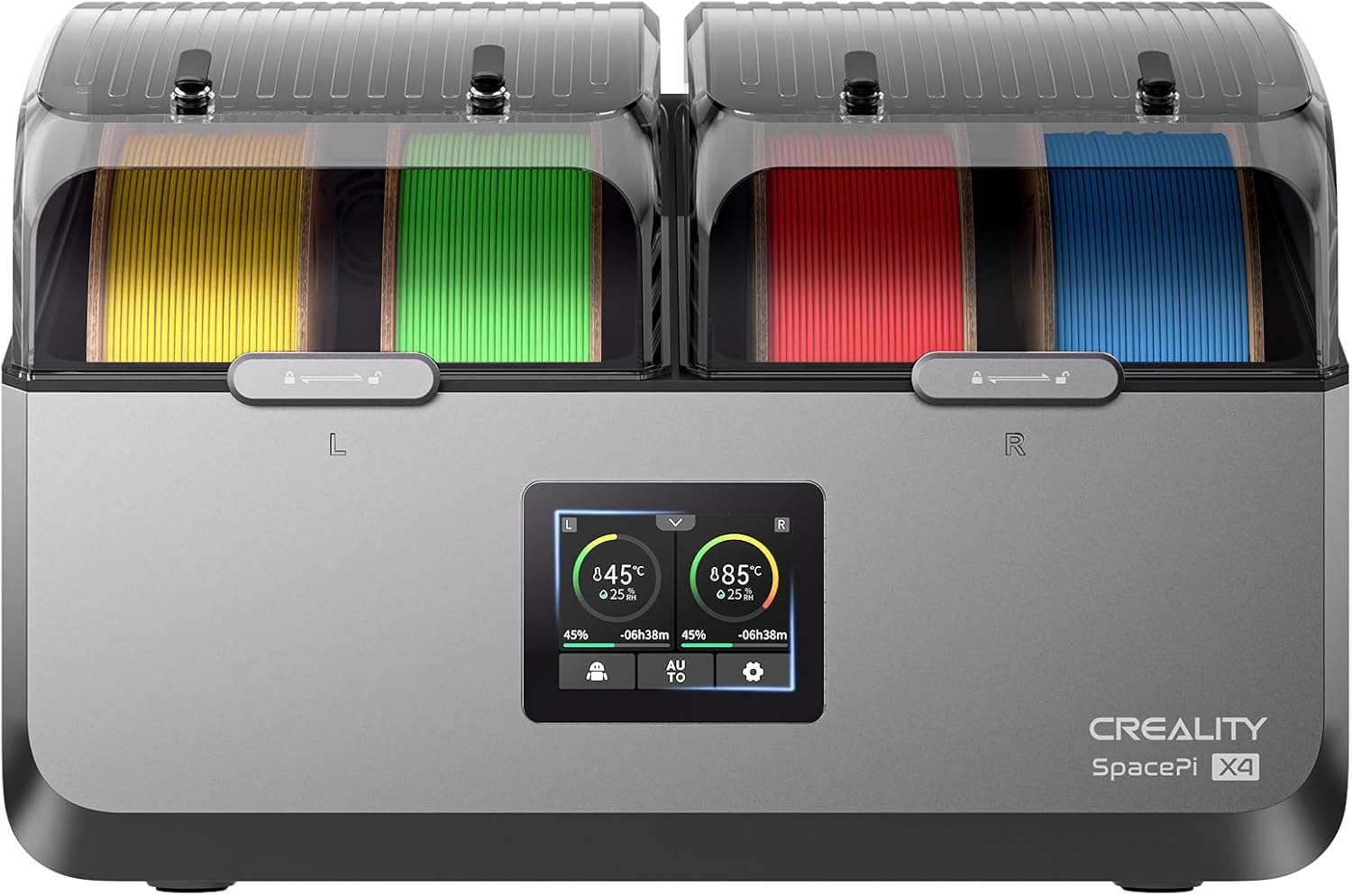 Official Creality Filament Dryer 4 Spools-Christmas Gifts, Space Pi X4 Filament Storage Box, 85? Max Temperature, Dual Independent Heating Chambers, Power Saving for PLA PETG ABS TPU ASA PC PA PAHT Space Pi X4 Filament Dryer 4 Spool