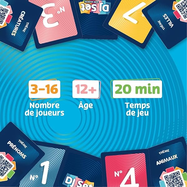 DJ SET – Jeu de Société Famille et Amis – Redécouvre le Blind Test – 80 Thèmes Originaux, 560 Morceaux – 3 à 16 Joueurs – Dès 12 Ans – Jeu musical convivial – Idée Cadeau Originale pour Noël ou Soirée - 2