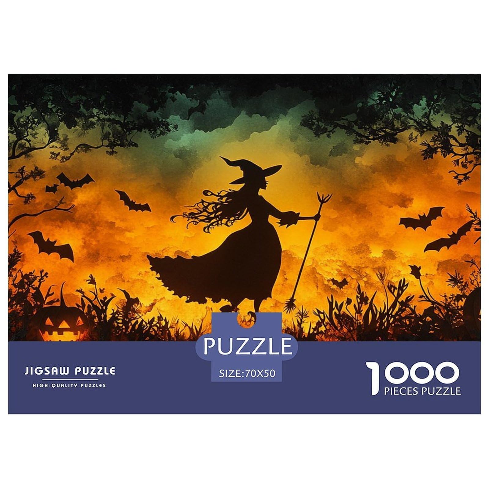 Puzzle Witch 1000 Pieces Challenge Game for Adults,Dusk Scene Impossible Jigsaw Puzzles 1000 Piece Educational Game Home Decoration 70x50cm/1000pcs