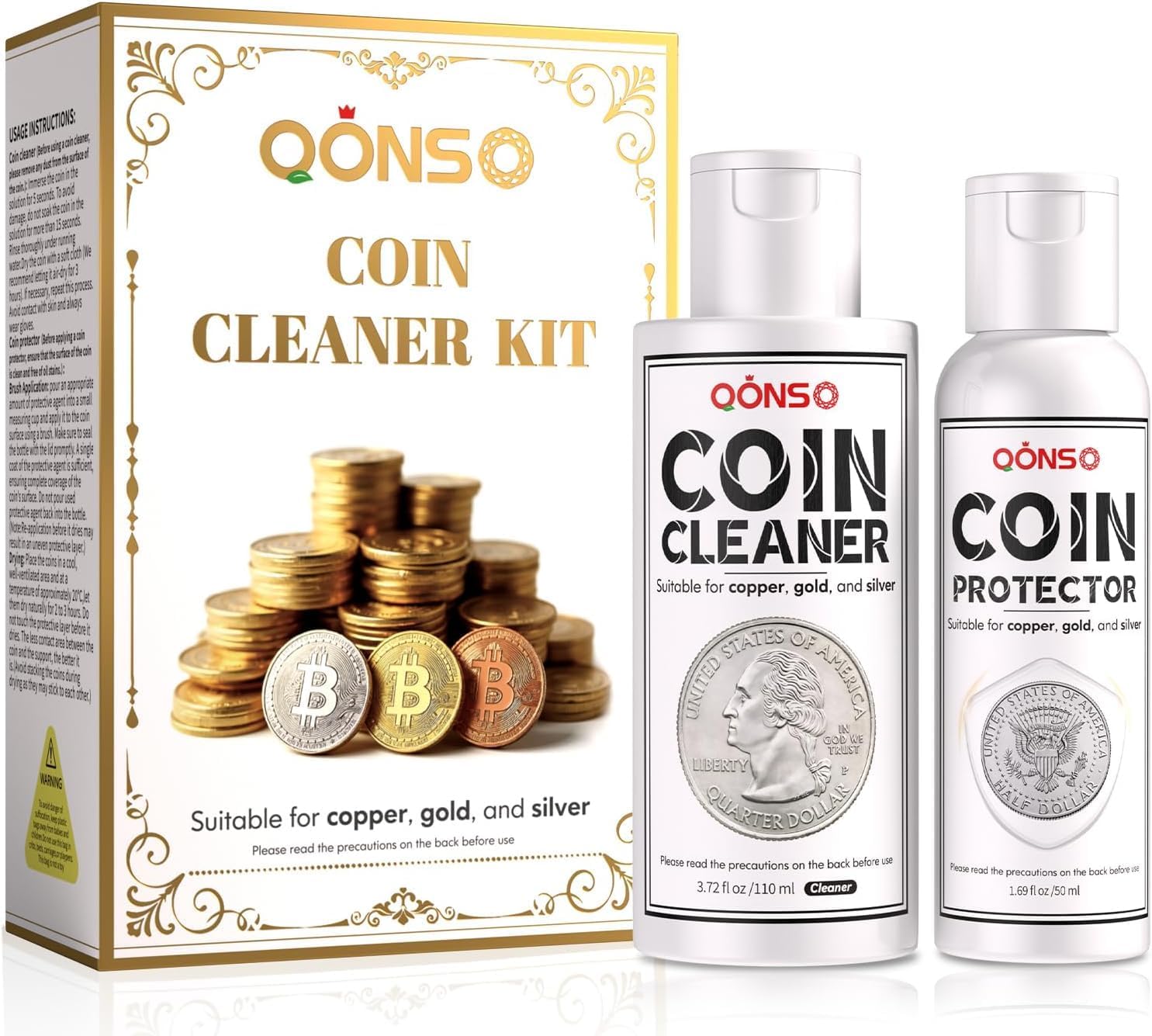 Coin Cleaner and Protector Kit Solution for Cleaning All Coins 2PK